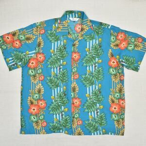 Alvish Men Button Down Shirt Short Sleeve Polyester Multicolor Size 2XL Hawaiian
